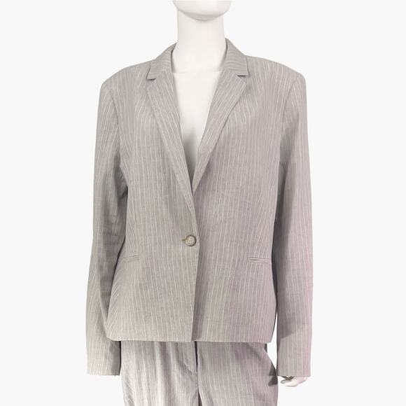 ANN TAYLOR Plus Size Linen Blend Single-Breasted 2 Piece Suit (Gray | Size 16) - Picture 2 of 13